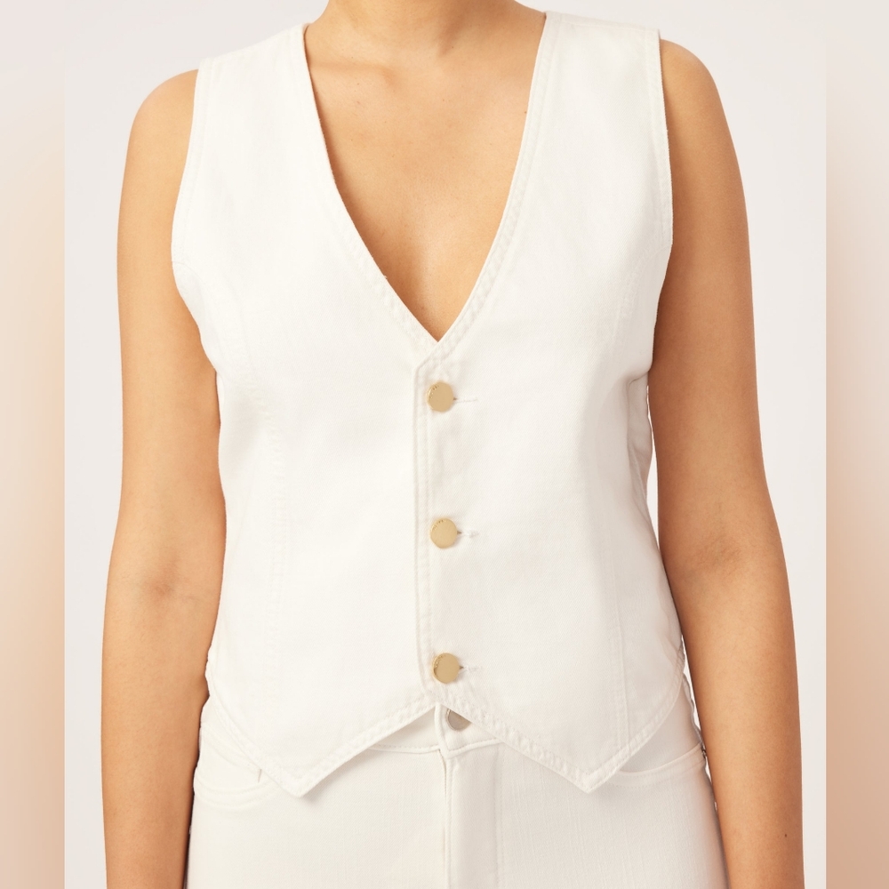 DL1961 White Denim Vest Linen Blend